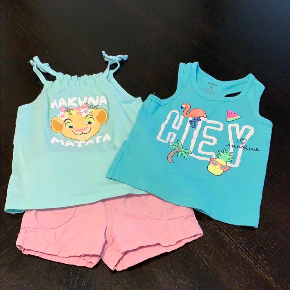 3 piece set JB  top/target shorts/Carter’s tank